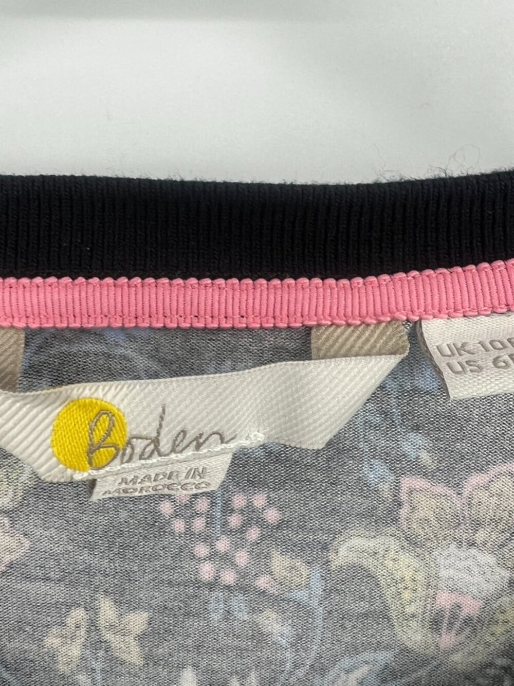 Boden Black Floral Print Short Sleeved Midi Dress Women's 6 R - Picture 4 of 6